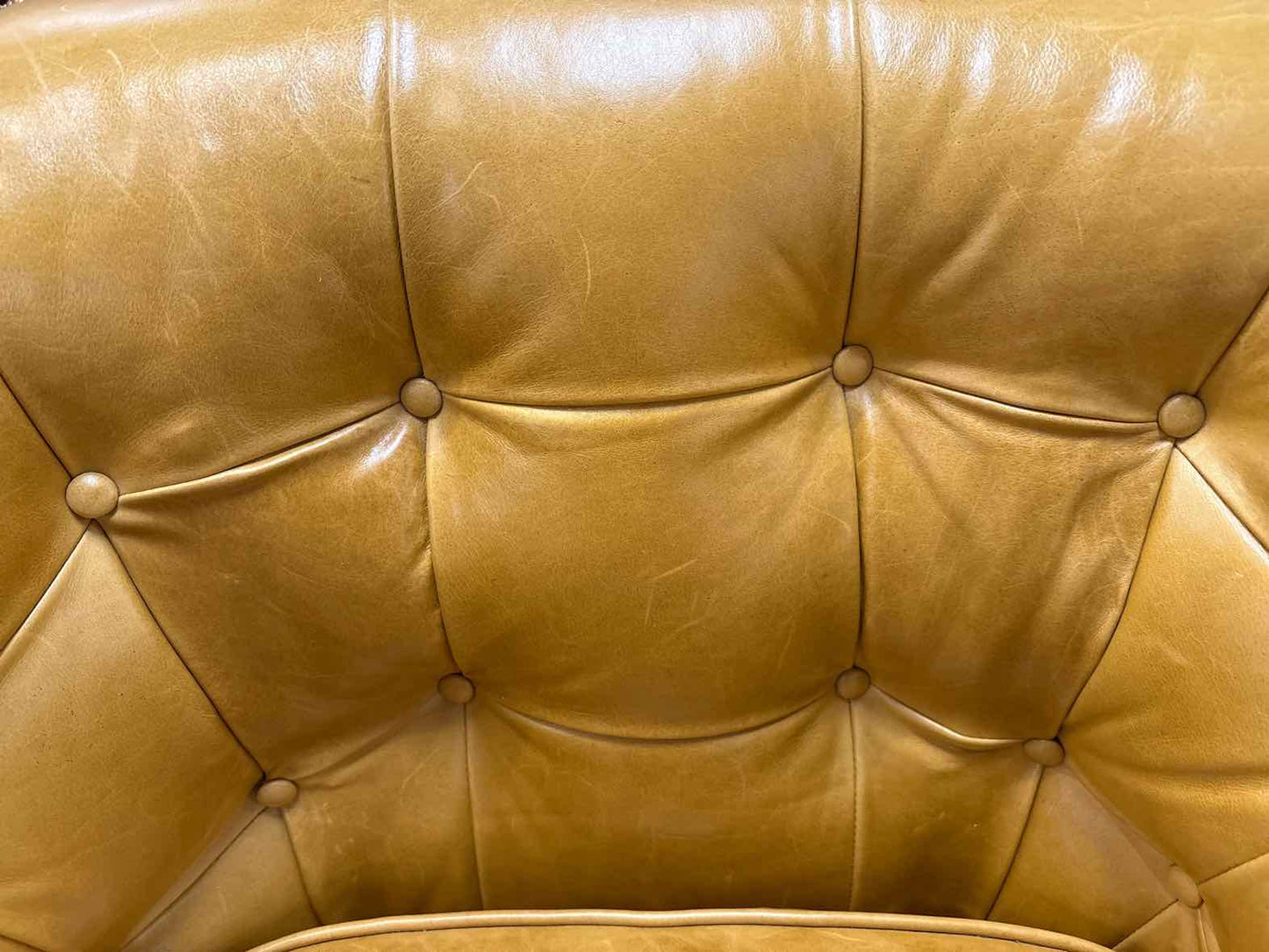Pair of Leathercraft Mustard Leather Barrel Chairs