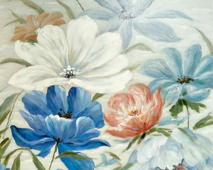 'Spring Blossoms' White Framed Print On Canvas
