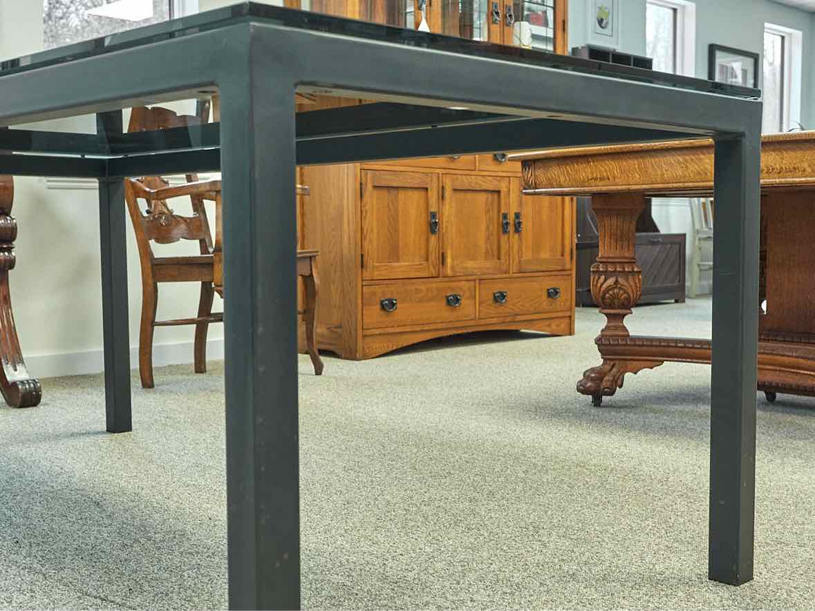 Room & Board Parsons Dining Table w/Smoked Tempered Glass