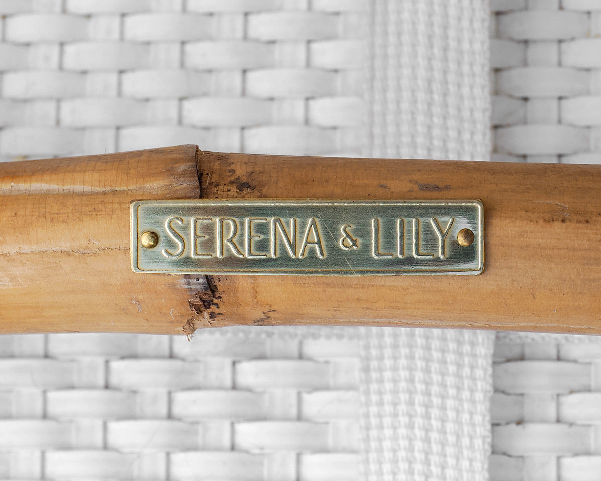Set of 3 Serena & Lily "Riviera" Rattan Bar Stools