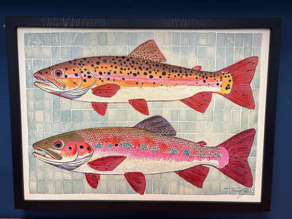 Framed Pair of Fish Painting