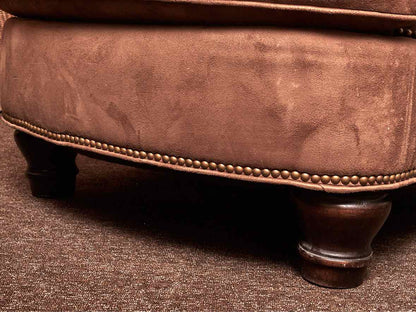 Key City  Ultra Suede Tufted Back Arm Chair & Ottoman