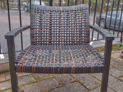 Frontgate Outdoor Set 'Isloa' Black Aluminum & Black Walnut Wicker