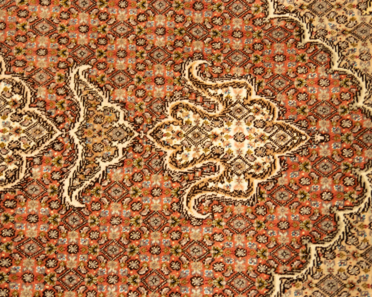 Persian Tabriz Handknotted Wool  Coral & Blue Rug