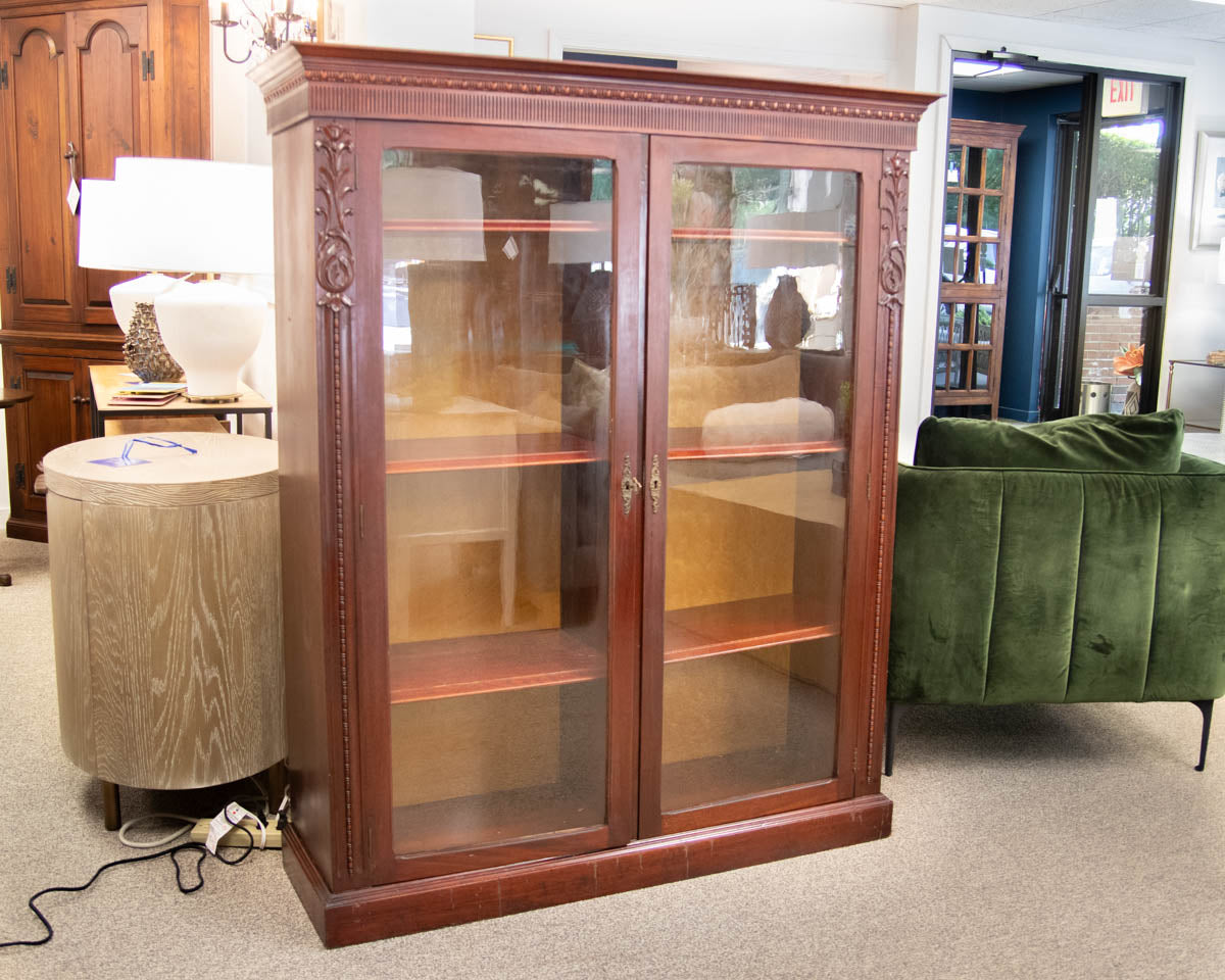 Mahogany Bookcase W/ Glass Doors