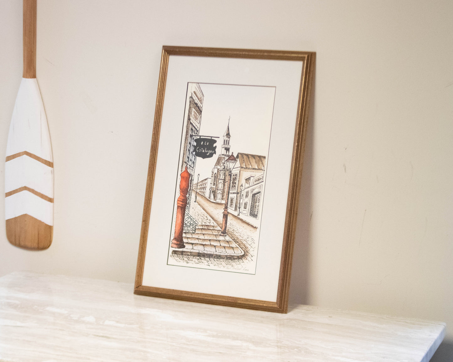 Rue St. Paul Montreal Etching  & Water Color Wall Decor