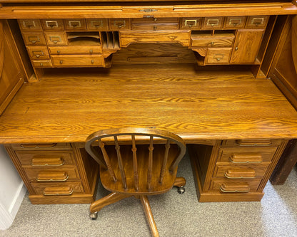 National Mt. Airy Three Piece Oak Roll Top Desk