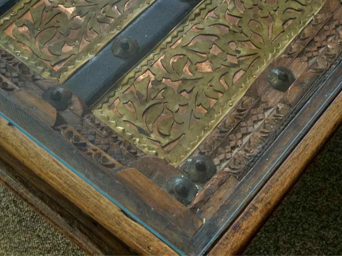 Bench Made Reclaimed Wood Carved Cocktail Table