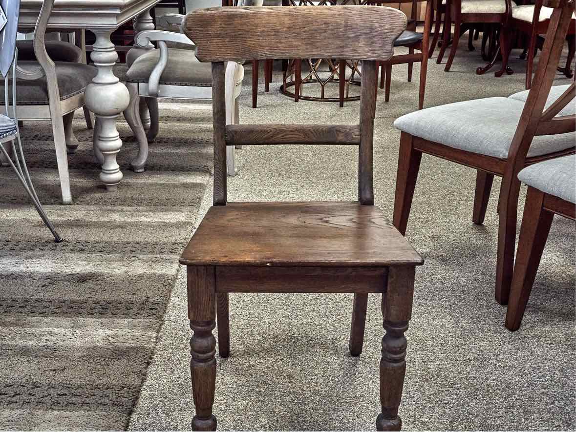 RH 19th C. Oak Baluster Dining Table & Set of 6 English Schoolhouse Side Chairs