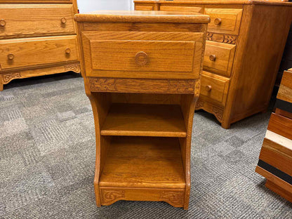 Carved Oak Nightstand