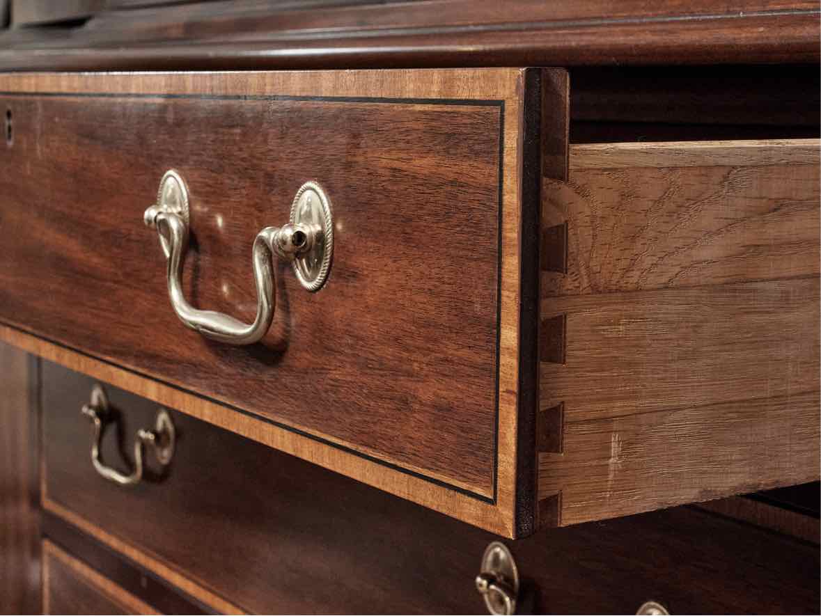 Henkel Harris Mahogany Banded Inlay 4 Glass Door Breakfront Cabinet