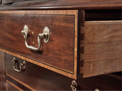 Henkel Harris Mahogany Banded Inlay 4 Glass Door Breakfront Cabinet