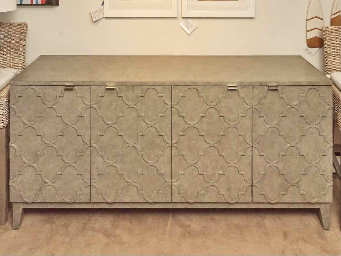 Silver Finish Sideboard with 4 Doors with Trellis Pattern