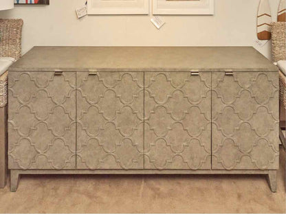 Silver Finish Sideboard with 4 Doors with Trellis Pattern