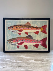 Framed Two Fish Painting
