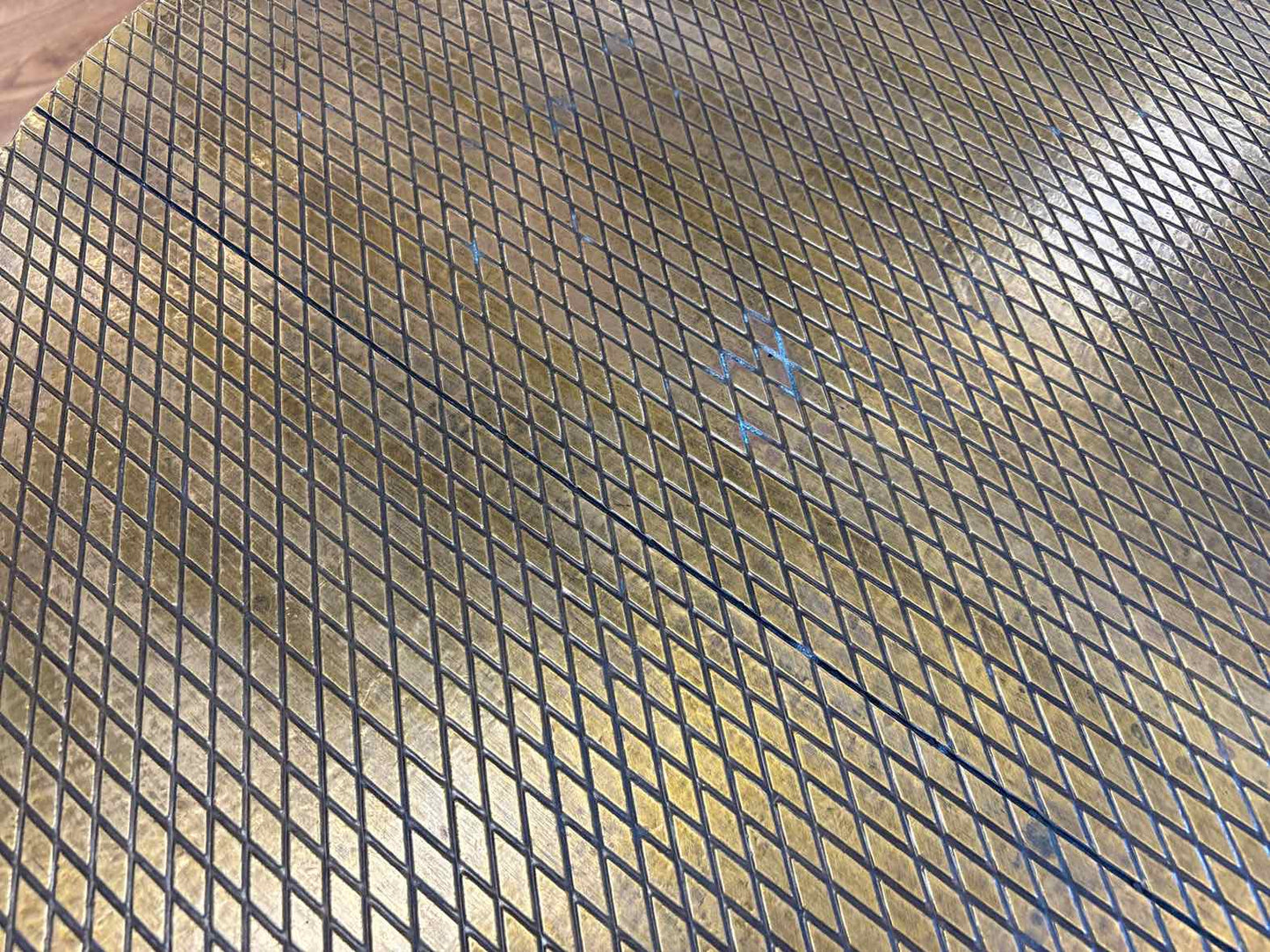 Diamond Engraved Brass Top Cocktail Table