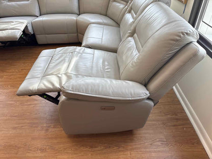 Kuka Home Grey Leather Power Reclining Sectional