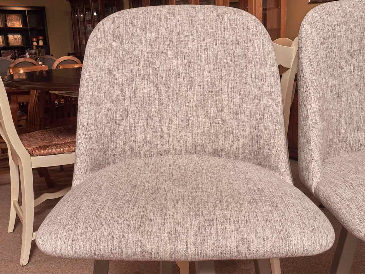 Pair Of Amisco Industries Silver Grey Upholstered Swivel Bar Stools