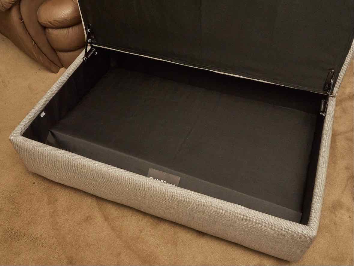 Crate & Barrel ' Barrett II' Storage Ottoman in Dove Grey Upholstery