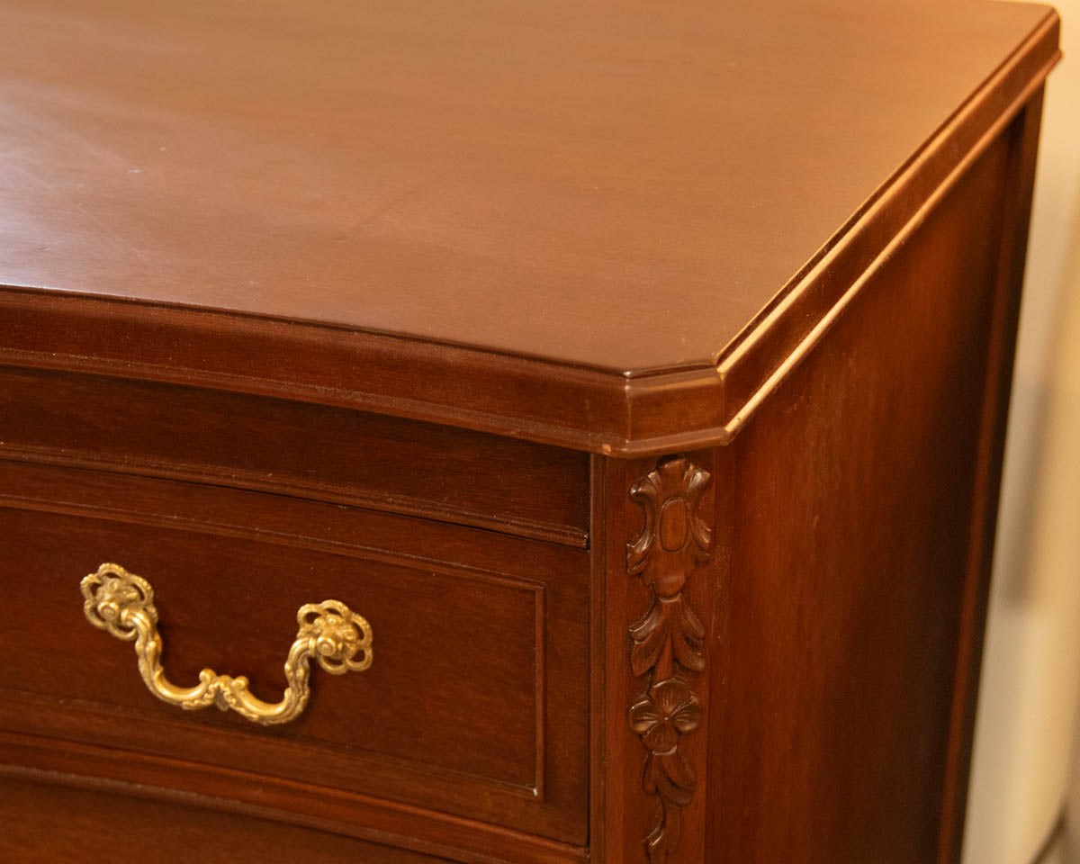 Mahogany 3 Drawer Dresser with Carving & Ball & Claw feet