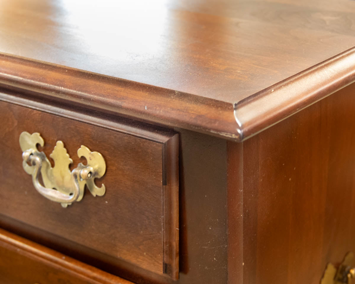 Three Drawer Cherry Nightstand W/Polished Brass Pulls