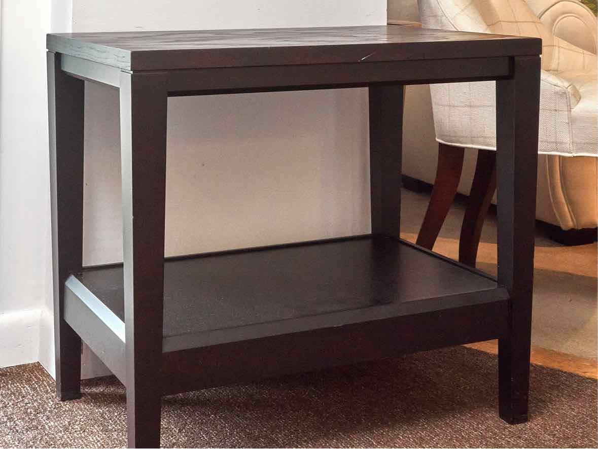 Crate & Barrel  Black Finish Lower Shelf Side Table