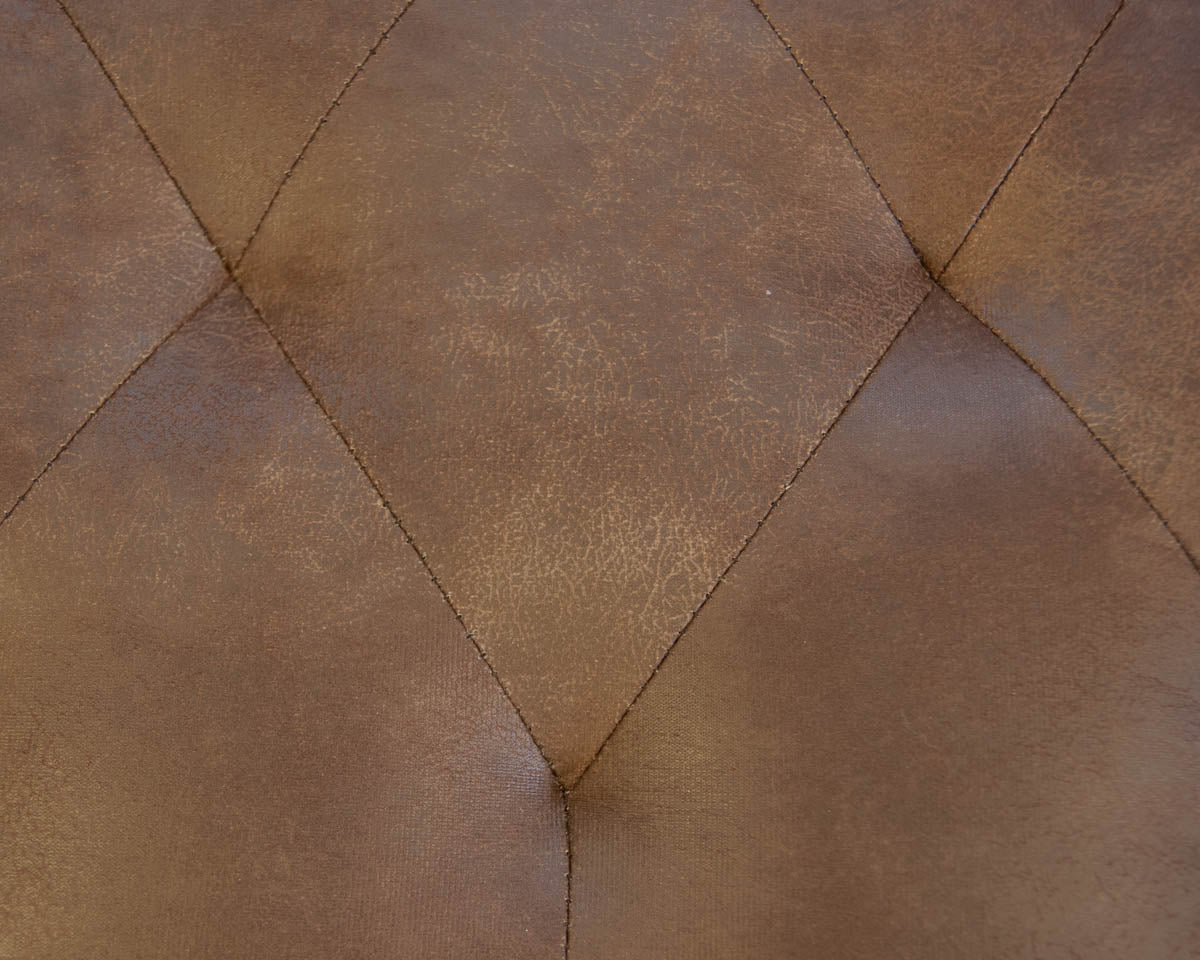 Pair of Faux Leather Tufted Storage Ottomans in Coffee with Nailhead Trim