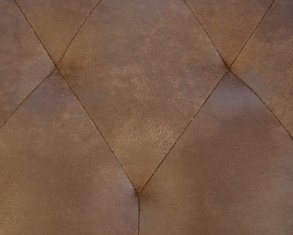 Pair of Faux Leather Tufted Storage Ottomans in Coffee with Nailhead Trim