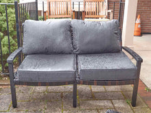 Frontgate Outdoor Black  Aluminum Sofa & Black Walnut Wicker with Cushions
