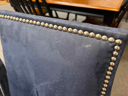 Set of 8 Deep Blue Suede Dining Chairs