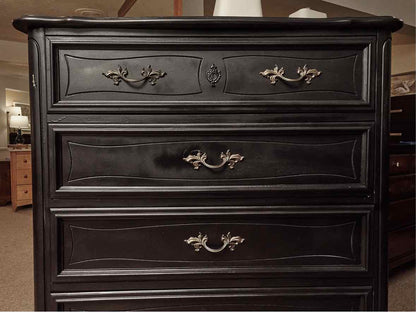 Dixie  French Provincial  Black Finish 5 Drawer Tall Chest
