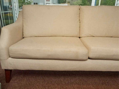Best Chair Inc.Ivory & Grey Herringbone Pattern Upholstered Sofa
