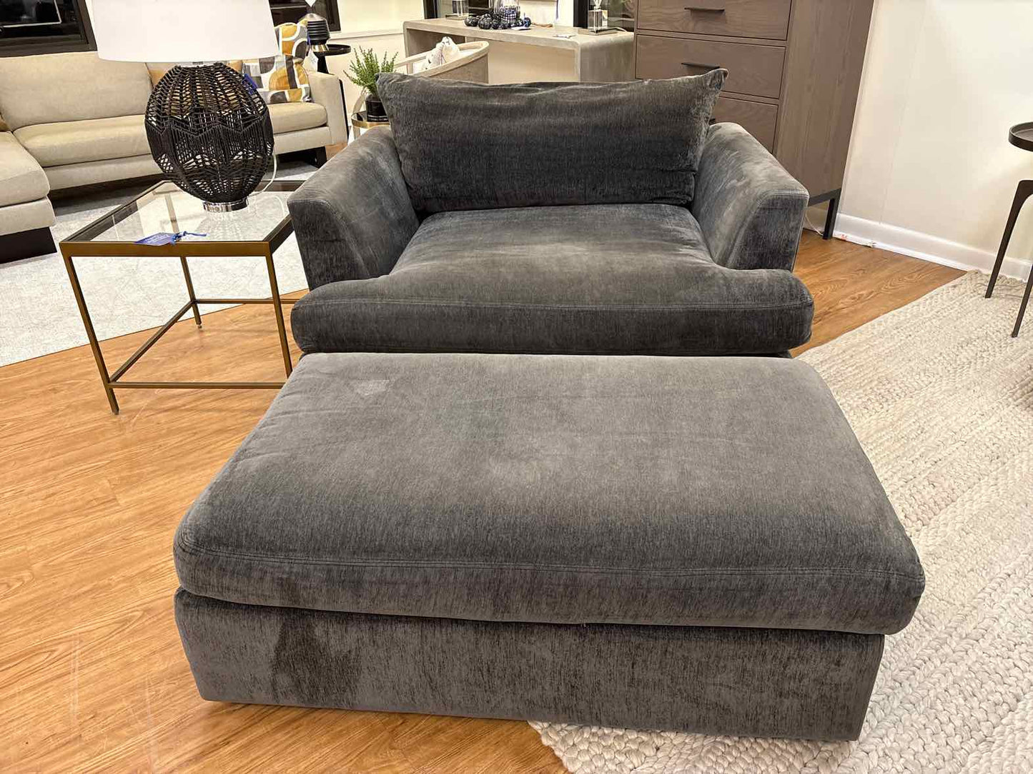 Arhaus 'Emory' Chair and a Half w/ Ottoman