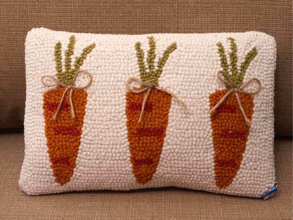 Carrots Hooked Accent Pillow