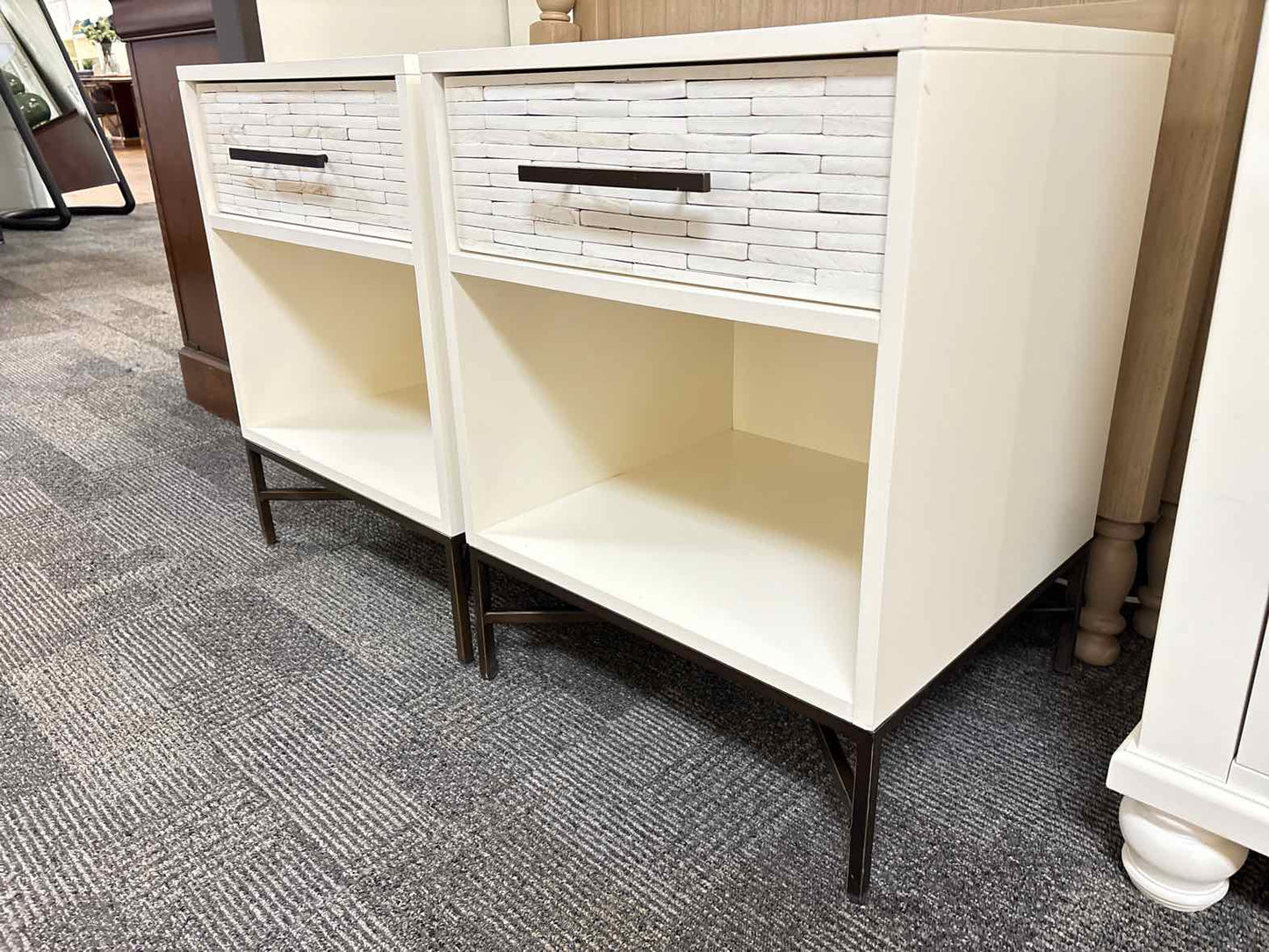 West Elm Pair of Tile Front Nightstands