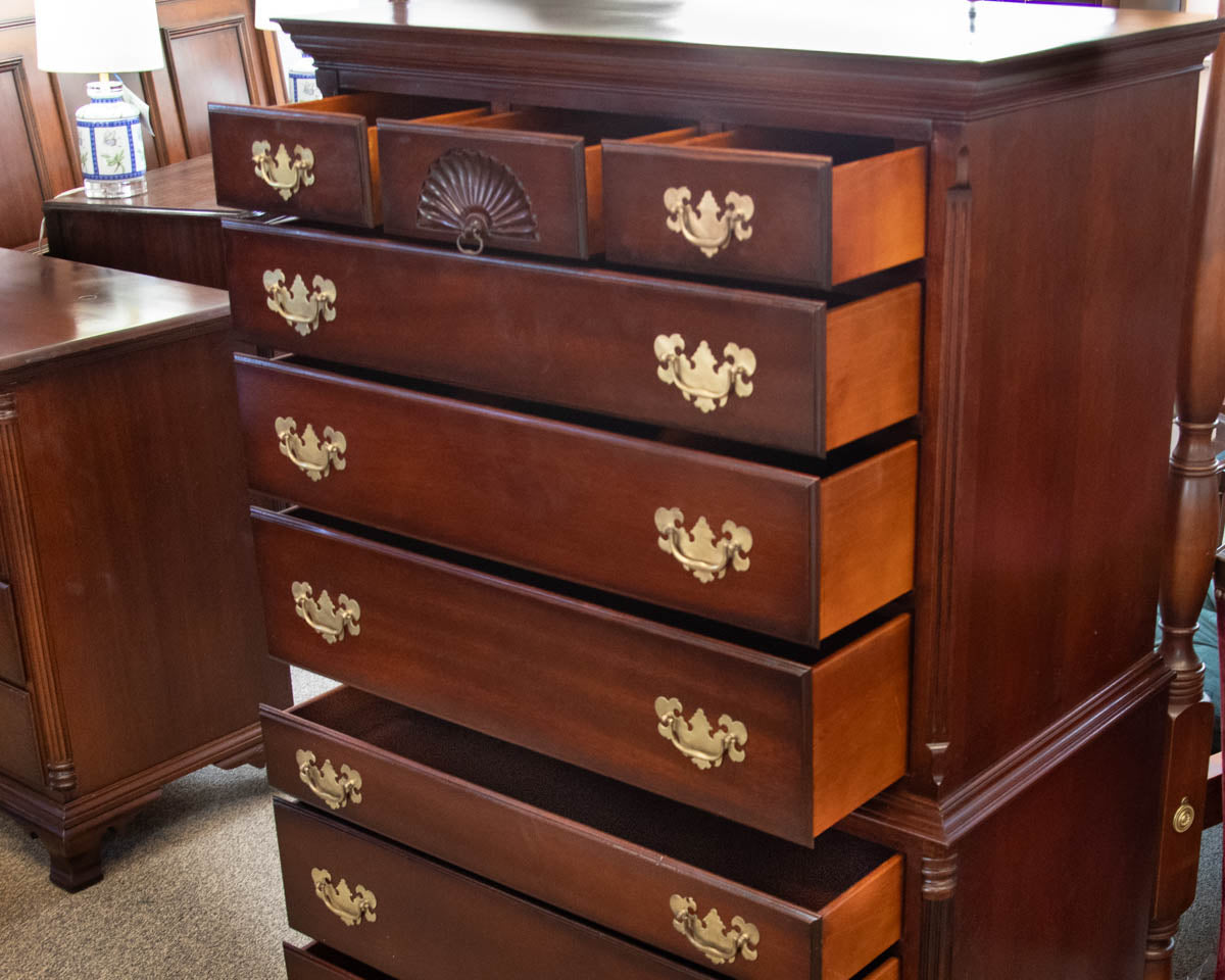 Solid Mahogany Nine Drawer Chest on Chest