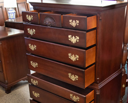 Solid Mahogany Nine Drawer Chest on Chest
