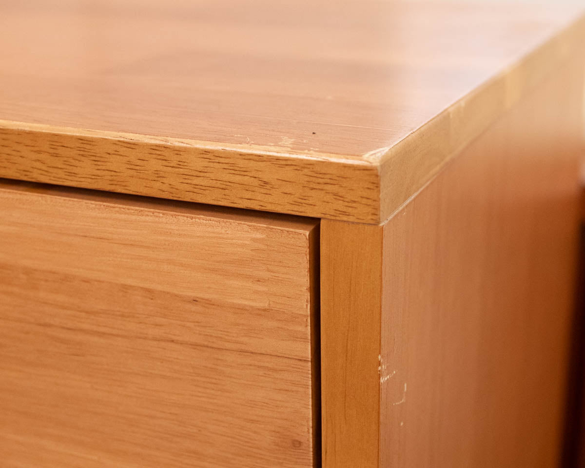 Pair of Cherry Two Drawer MCM Style Nightstands