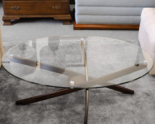 Oval Coffee Table w/ Wooden Base