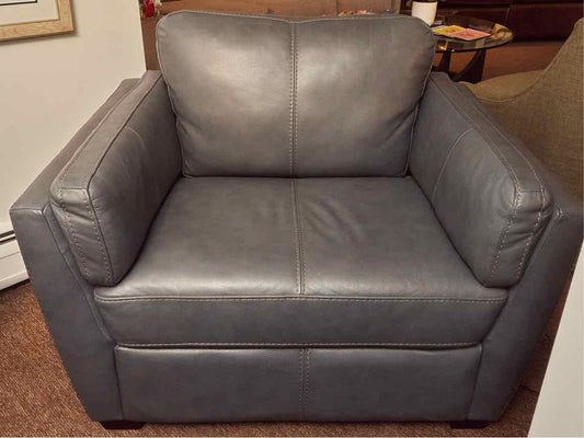 Palliser'Durham' Thunder Grey Leather  Chair & Ottoman