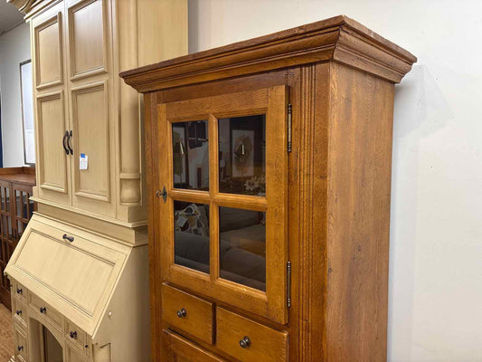 Crate & Barrel Distressed Oak 2-Drawer Cabinet