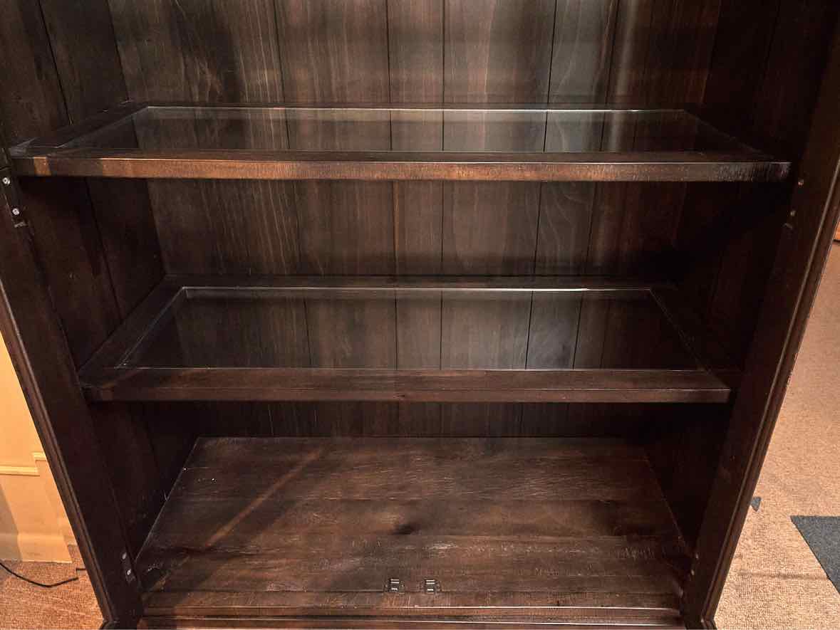 ' Driftwood Charcoal' Finish 2 Glass Door 1 Drawer 3 Shelf  Display Cabinet