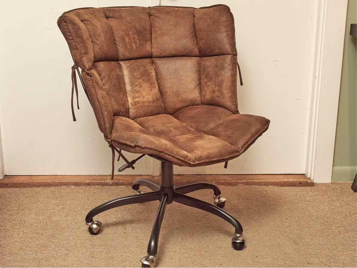 Pottery Barn Faux Suede 'Tobacco' Glove Swivel Office Chair