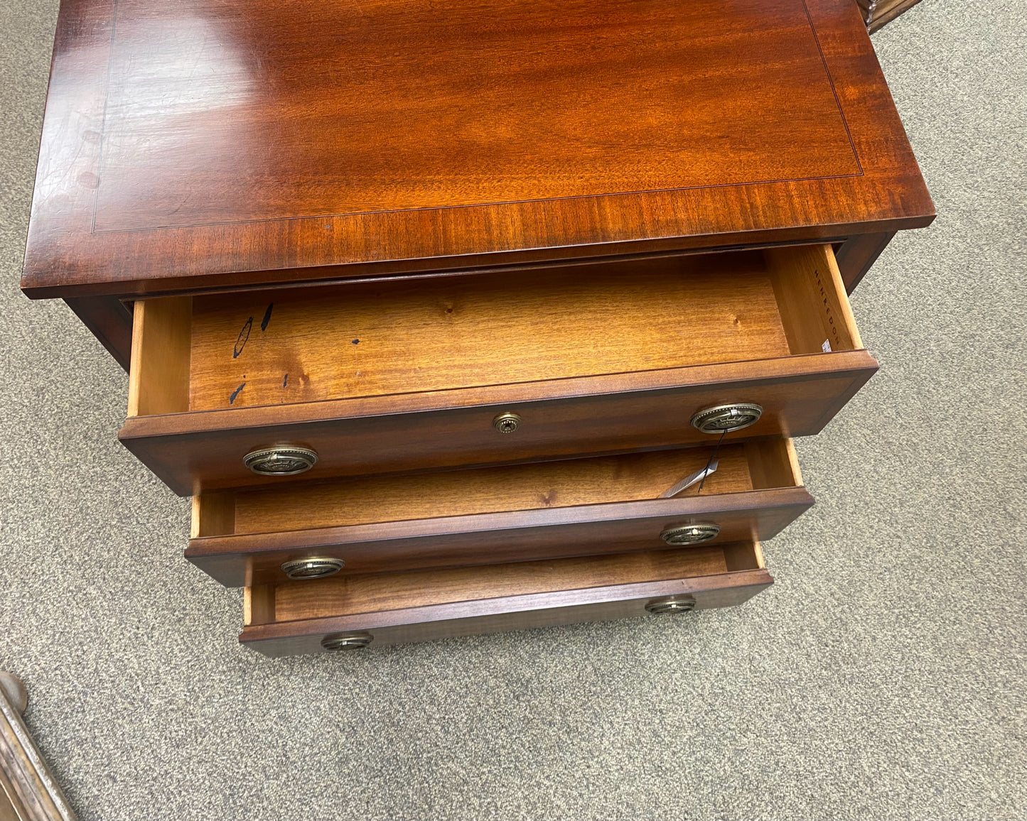 Henredon Mahogany 3-Drawer Chest with Brass Pulls