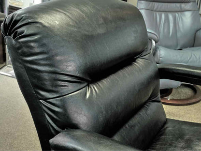 Pair of Black Faux Leather Arm Chairs