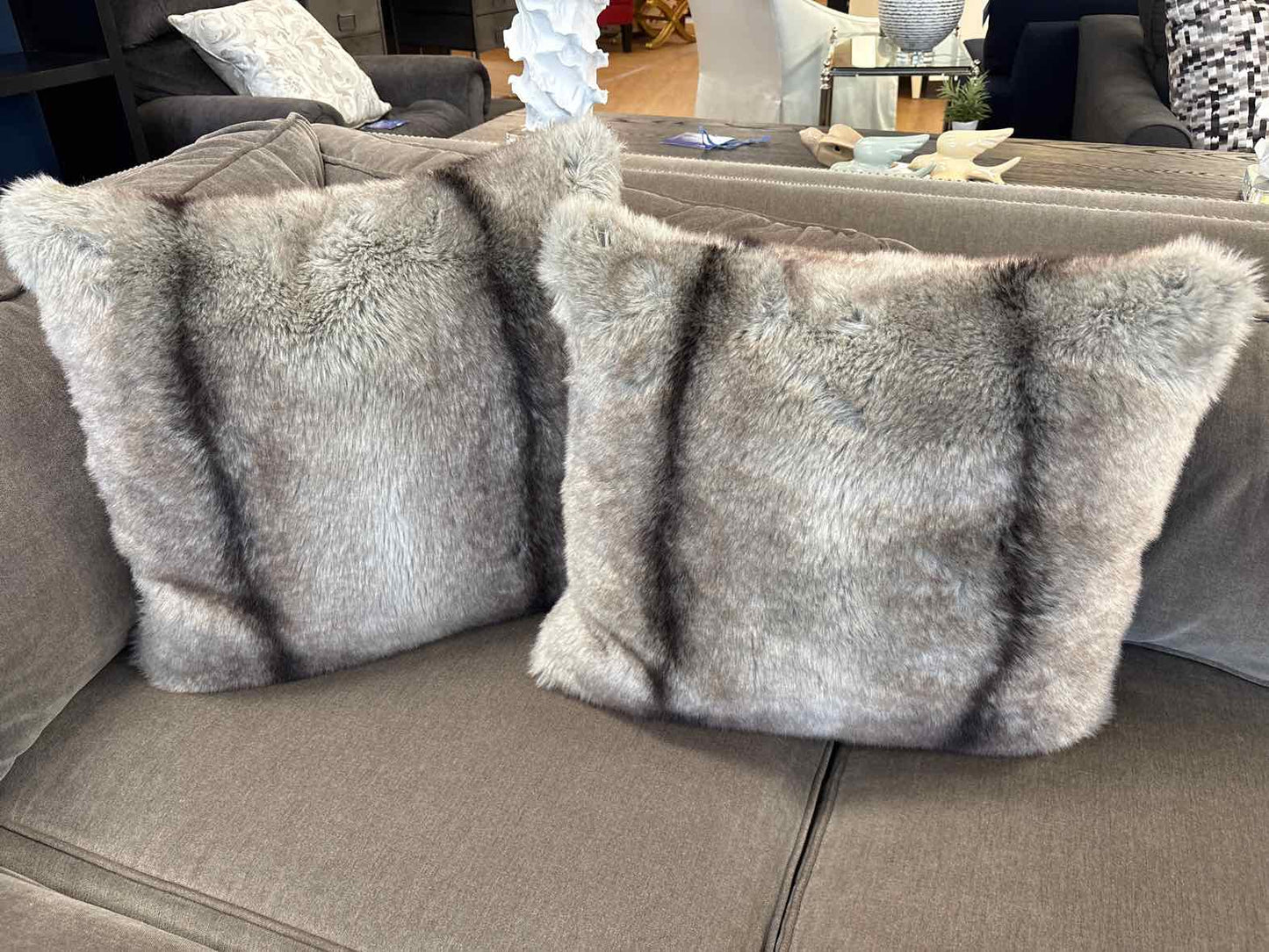 Pair of Faux Fur Accent Pillows