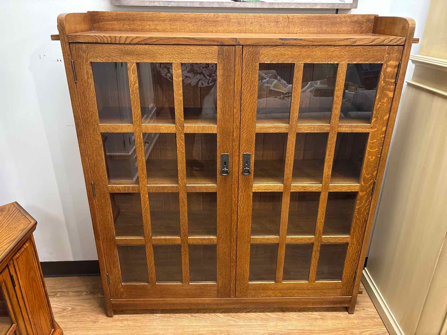 Stickley Mission-Style Double Bookcase with Glass Doors