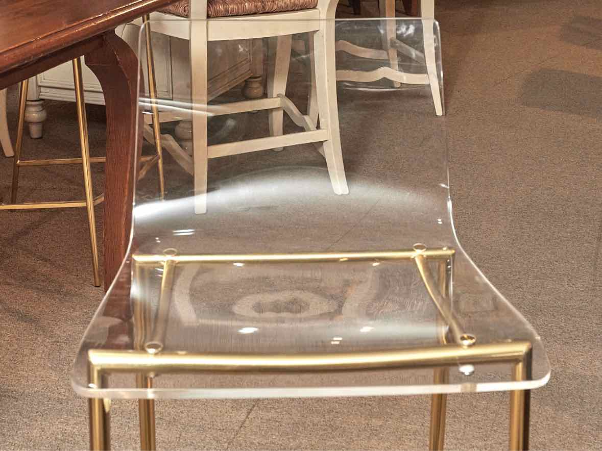 Set of 6 Acrylic Counter Stools with Gold Metal Base
