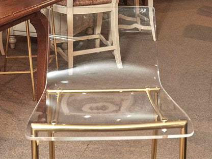Set of 6 Acrylic Counter Stools with Gold Metal Base