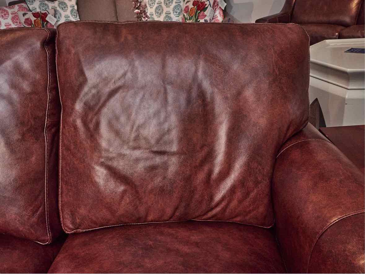 Bradington Young Saddle Brown Leather 3 Cushion  Sofa